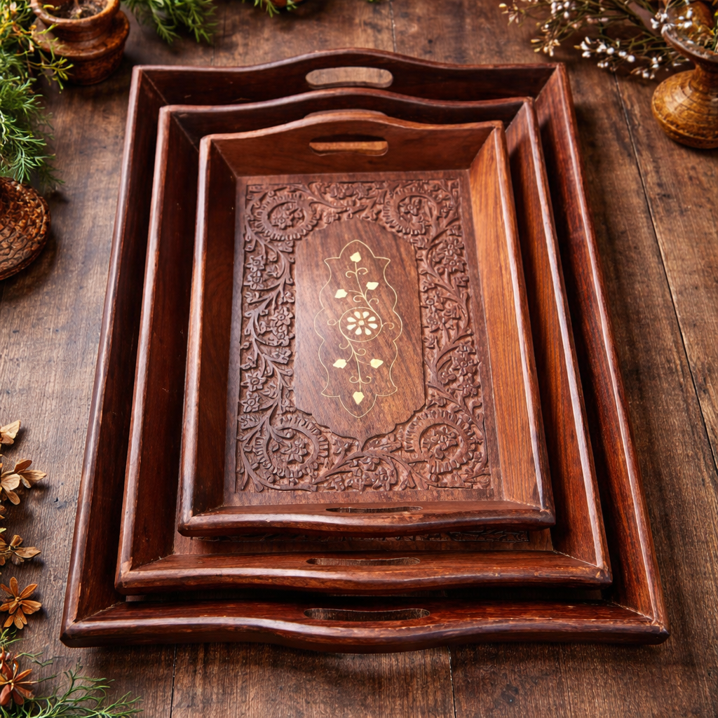 Wooden Carved Serving Tray