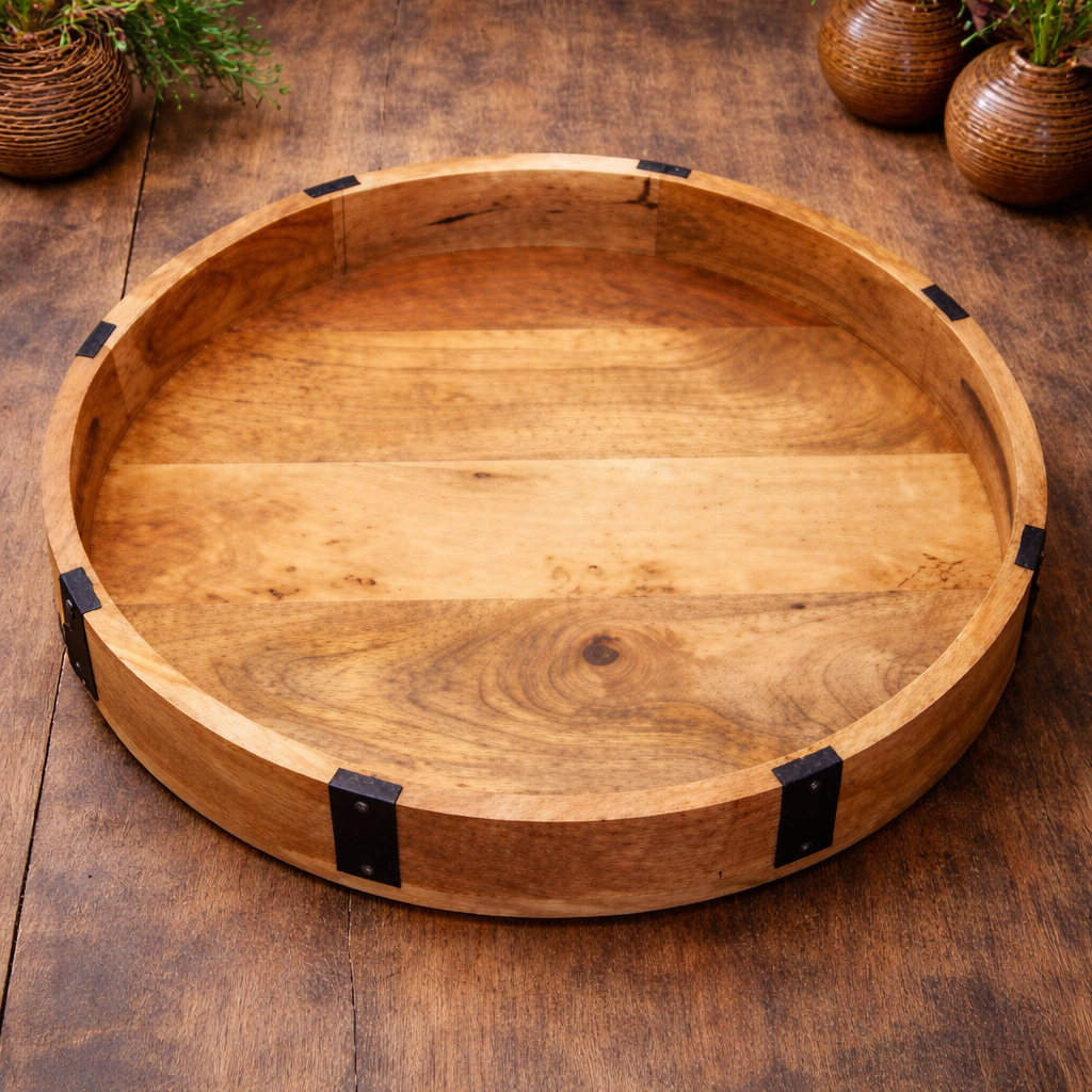 Round Wooden Serving Tray
